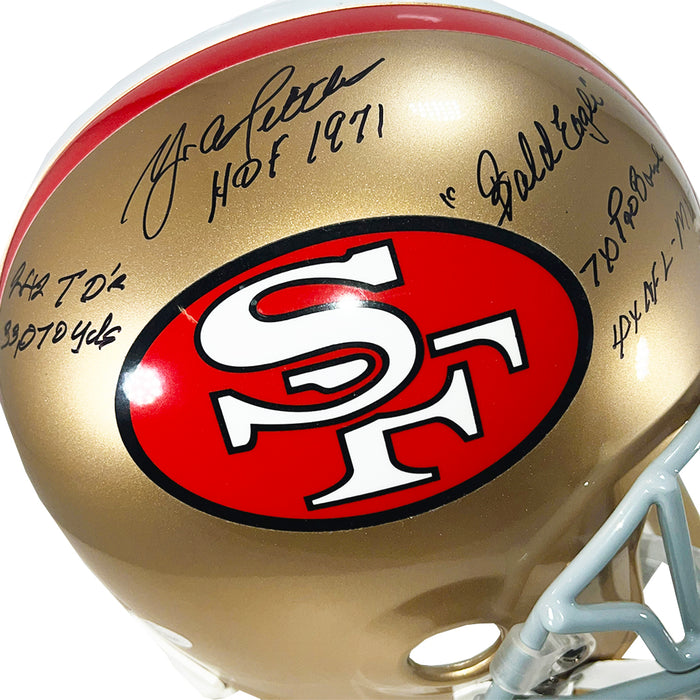 Y.A. Tittle Signed Multi Inscription San Francisco 49ers Throwback Full-Size Replica Football Helmet (JSA)