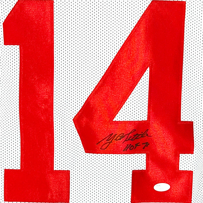 Y.A. Tittle Signed HOF 71 Inscription New York White Black Signature Football Jersey (JSA)