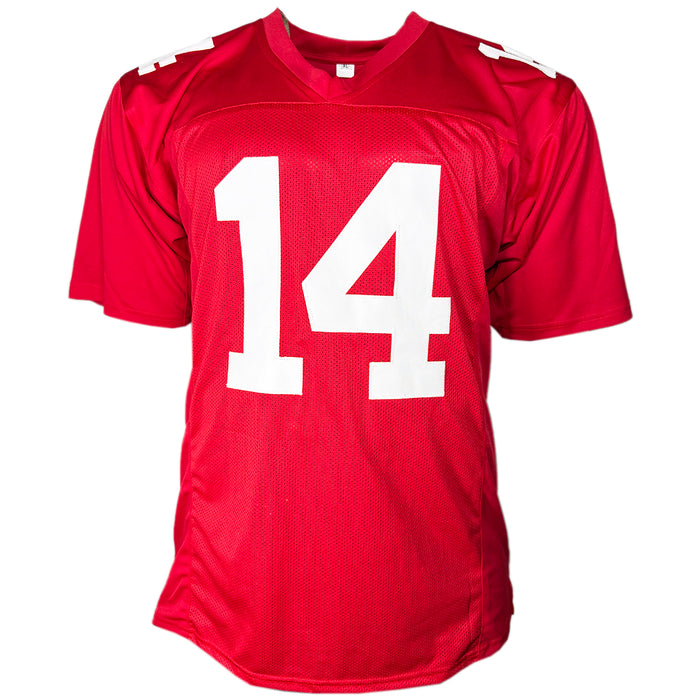 Y.A. Tittle Signed HOF 71 Inscription New York Red Stats Football Jersey (JSA)