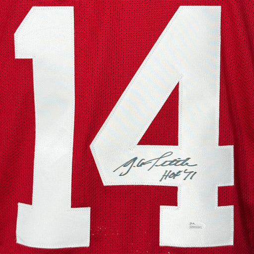 Y.A. Tittle Signed HOF 71 Inscription New York Red Stats Football Jersey (JSA)