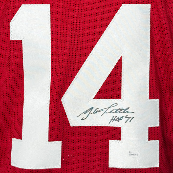 Y.A. Tittle Signed HOF 71 Inscription New York Red Stats Football Jersey (JSA)