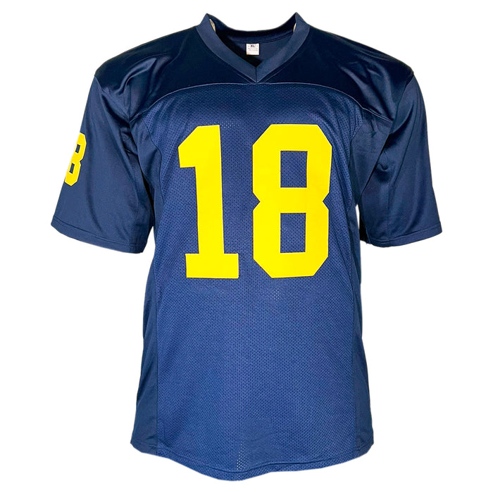 Amani Toomer Signed Michigan College Navy Football Jersey (JSA)