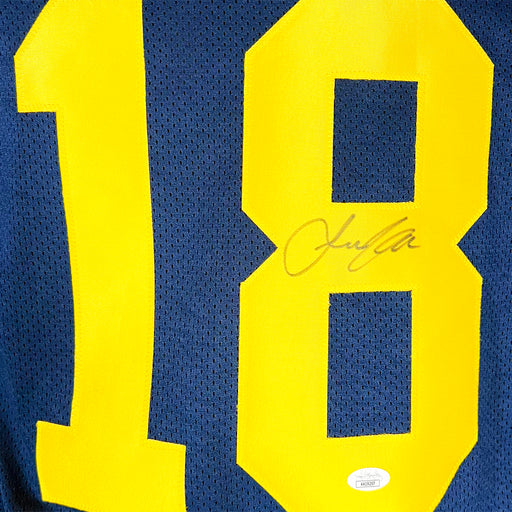 Amani Toomer Signed Michigan College Navy Football Jersey (JSA)