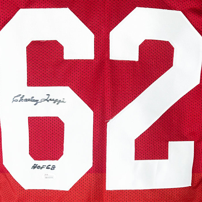Charley Trippi Signed HOF 68 Inscription Chicago Red Football Jersey (JSA)
