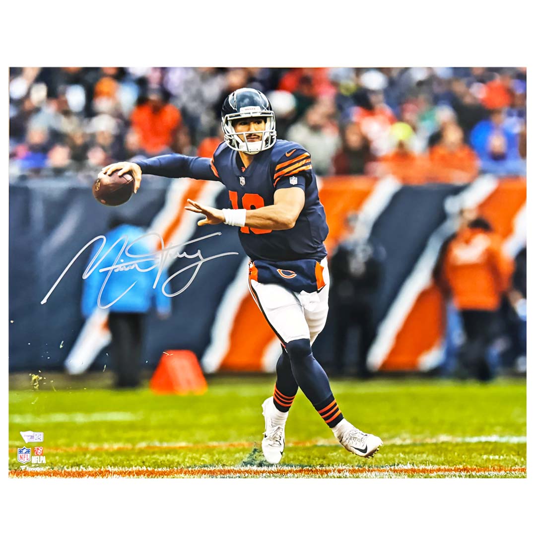 Mitchell Trubisky Signed Pose 2 Football 16x20 Photo (Fanatics) — RSA