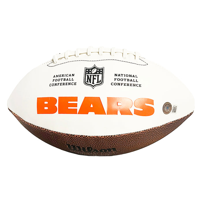 Brian Urlacher Signed HOF 18 Inscription Chicago Bears Official NFL Team Logo White Football (Beckett)