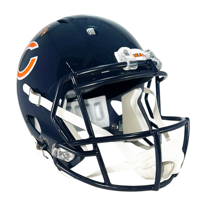 Brian Urlacher Signed Chicago Bears Speed Full-Size Replica Football Helmet Orange Ink (Beckett)