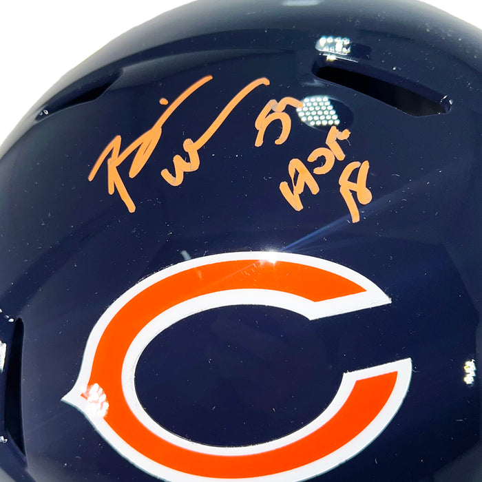 Brian Urlacher Signed Chicago Bears Speed Full-Size Replica Football Helmet Orange Ink (Beckett)