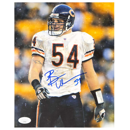 Brian Urlacher Signed Chicago Pose 1 Football 8x10 Photo (JSA)