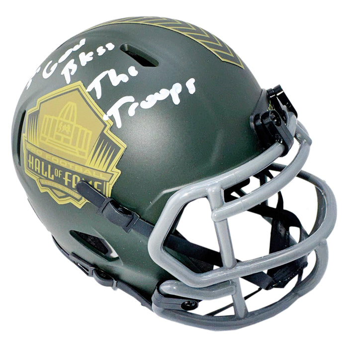 football hall of fame helmets Brian Urlacher Signed God Bless the Troops Inscription Hall of Fame Sa — RSA