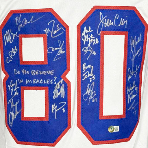 Miracle On Ice 18-Autograph 1980's Gold Medalists Team USA Jersey White (JSA)