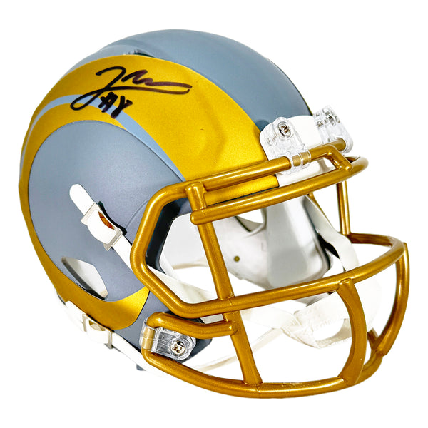 clarkston rams football gold helmet Jared Verse Signed Los Angeles Rams Slate Alternate Speed Mini Football  Helmet (Beckett)