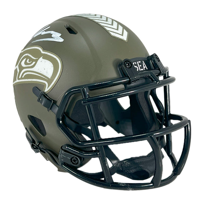 Kenneth Walker III Signed Seattle Seahawks Salute to Service Mini Football Helmet (Beckett)