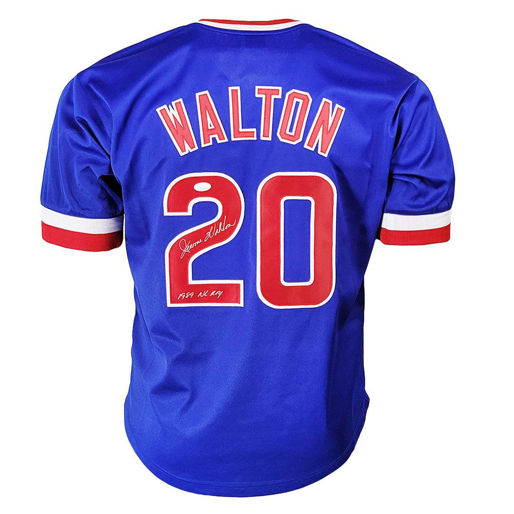 Jerome Walton Signed 1989 NL ROY Inscription Chicago Blue Baseball Jersey (JSA) - RSA