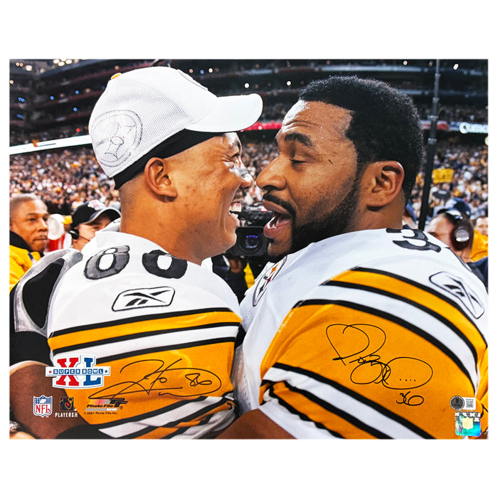 Hines Ward and Jerome Bettis Signed Super Bowl XL Pittsburgh Steelers 16x20 Football Photo (Beckett)