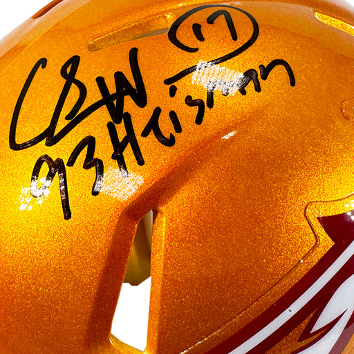 Charlie Ward Signed 93 Heisman Inscription Florida Seminoles Flash Mini Football Helmet (Beckett)