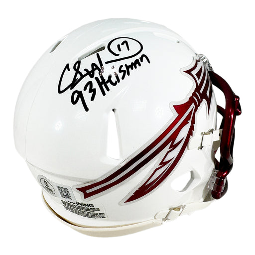 Charlie Ward Signed 93 Heisman Inscription Florida Seminoles Speed Mini Football Helmet (Beckett)