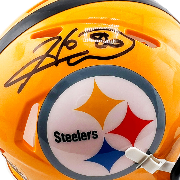 Hines Ward Signed Pittsburgh Steelers Throwback Gold Speed Mini Football Helmet (JSA)