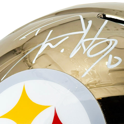 TJ Watt Signed Pittsburgh Steelers Chrome Speed Full-Size Replica Football Helmet (Beckett)