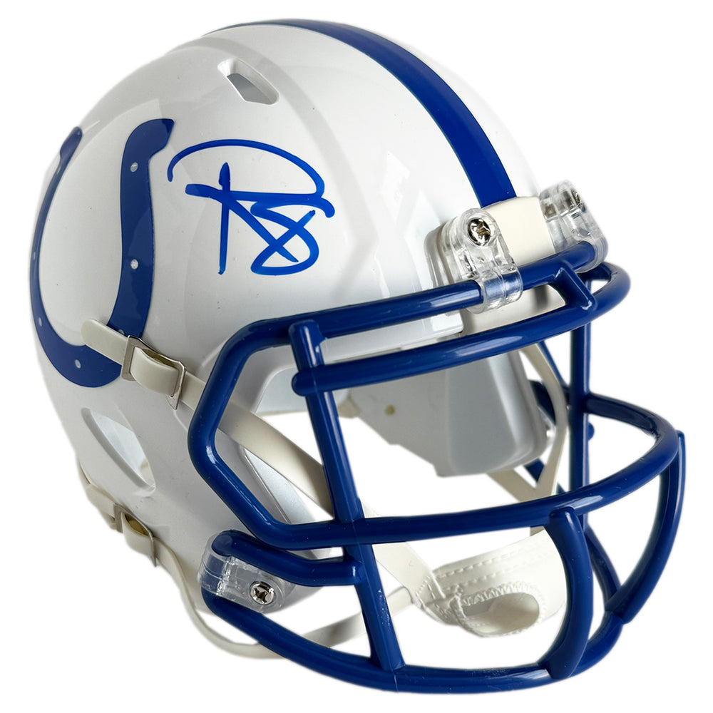 Reggie Wayne Signed Indianapolis Colts Throwback 95-03 Speed Mini Football Helmet Blue Ink (Beckett)