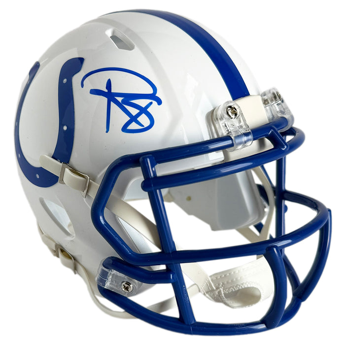 Reggie Wayne Signed Indianapolis Colts Throwback 95-03 Speed Mini Football Helmet Blue Ink (Beckett)