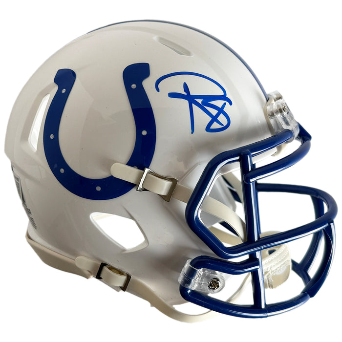 Reggie Wayne Signed Indianapolis Colts Throwback 95-03 Speed Mini Football Helmet Blue Ink (Beckett)