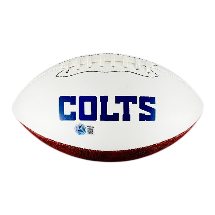 Reggie Wayne Signed White Panel Indianapolis Colts Official NFL Team Logo Football (Beckett)