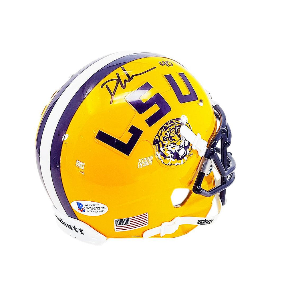 Devin White Signed LSU Tigers Yellow Mini Schutt Football Helmet (Beckett) - RSA