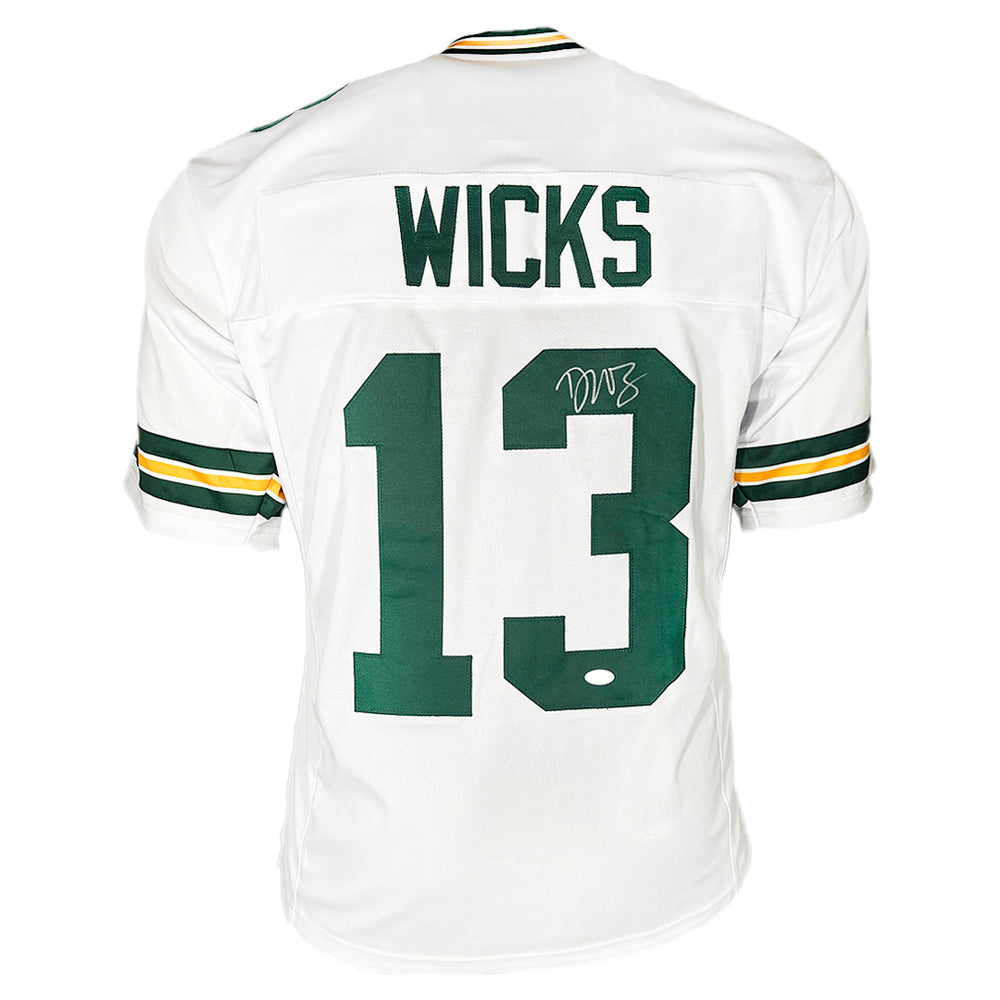 Dontayvion Wicks Signed Green Bay White Football Jersey (JSA)