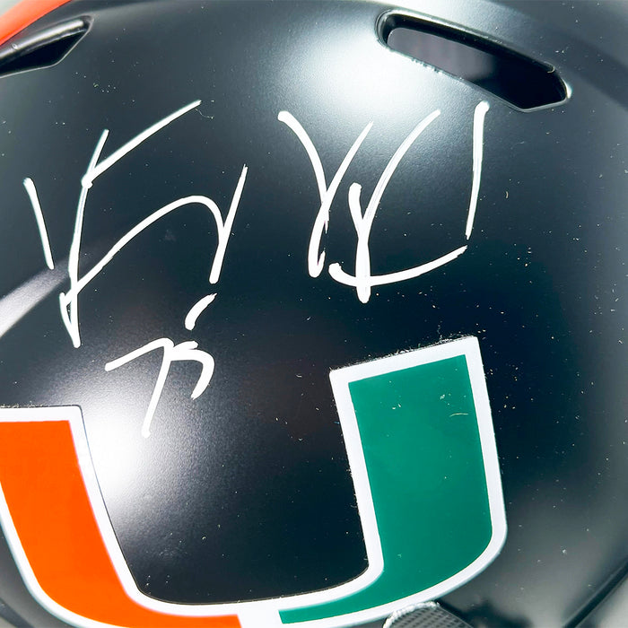 Vince Wilfork Signed Miami Hurricanes Alt Speed Full-Size Black Replica Football Helmet (Beckett)