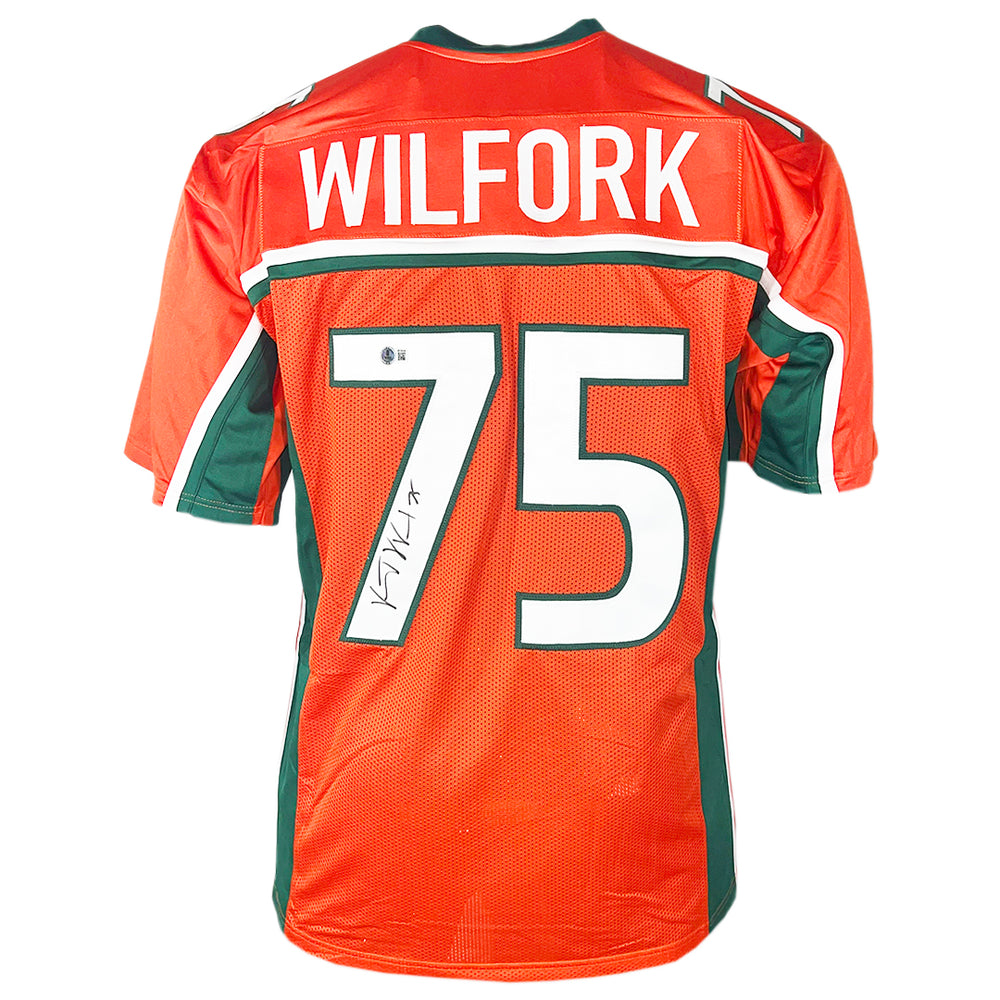 Vince Wilfork Signed Miami College Orange Football Jersey (Beckett)