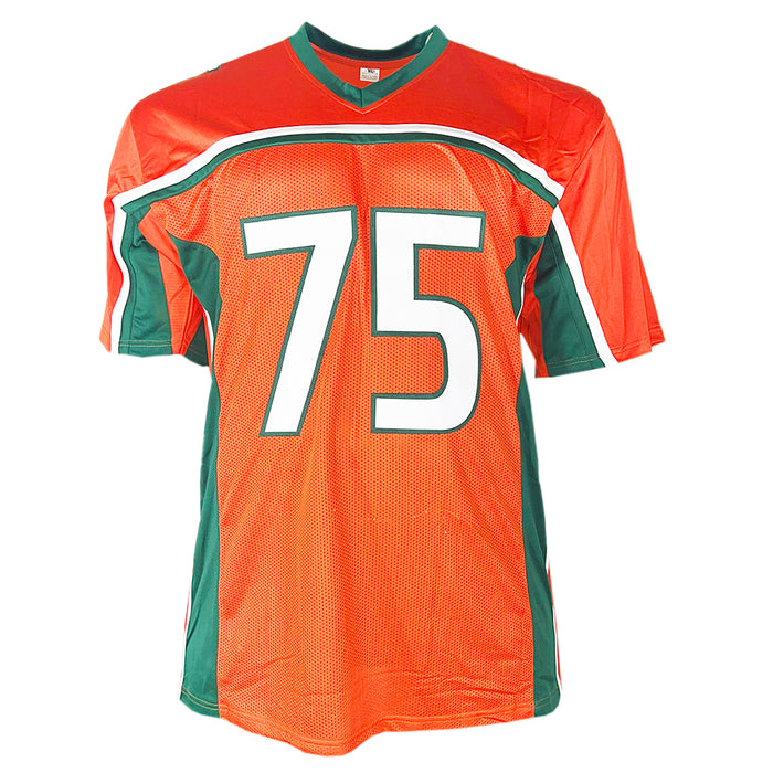 Vince Wilfork Signed Miami College Orange Football Jersey (Beckett)