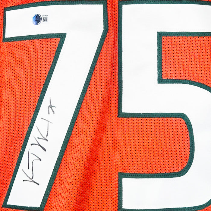 Vince Wilfork Signed Miami College Orange Football Jersey (Beckett)