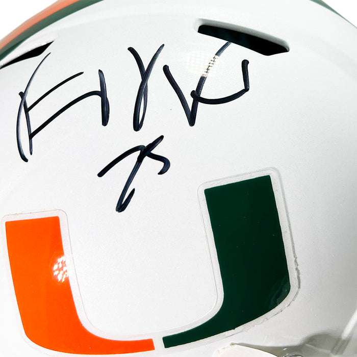 Vince Wilfork Signed Miami Hurricanes Speed Full-Size White Replica Football Helmet (Beckett)