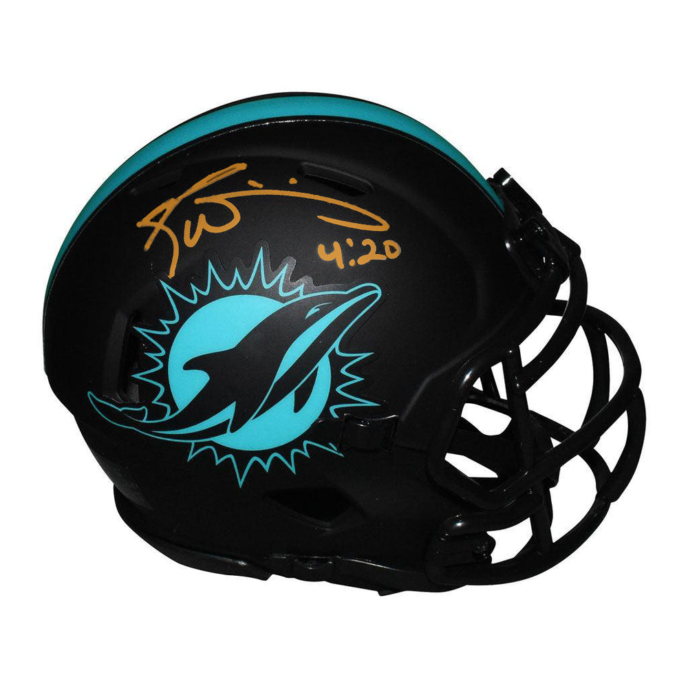 Ricky Williams Signed 420 Inscription Miami Dolphins Eclipse Speed Mini Replica Football Helmet (JSA)