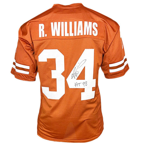 Ricky Williams Signed HT 98 Inscription Texas College Orange Football Jersey (JSA) - RSA