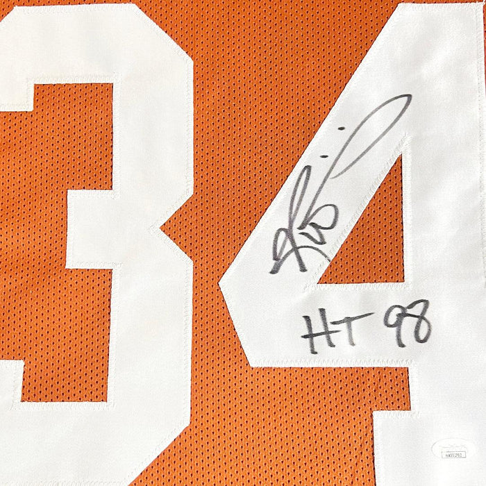 Ricky Williams Signed HT 98 Inscription Texas College Orange Football Jersey (JSA) - RSA