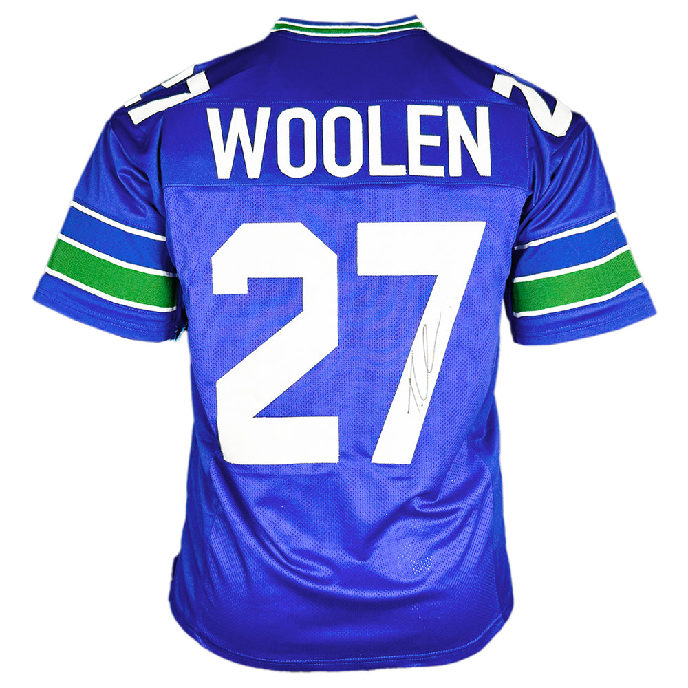 Tariq Woolen Signed Seattle Royal Blue Football Jersey (Beckett)