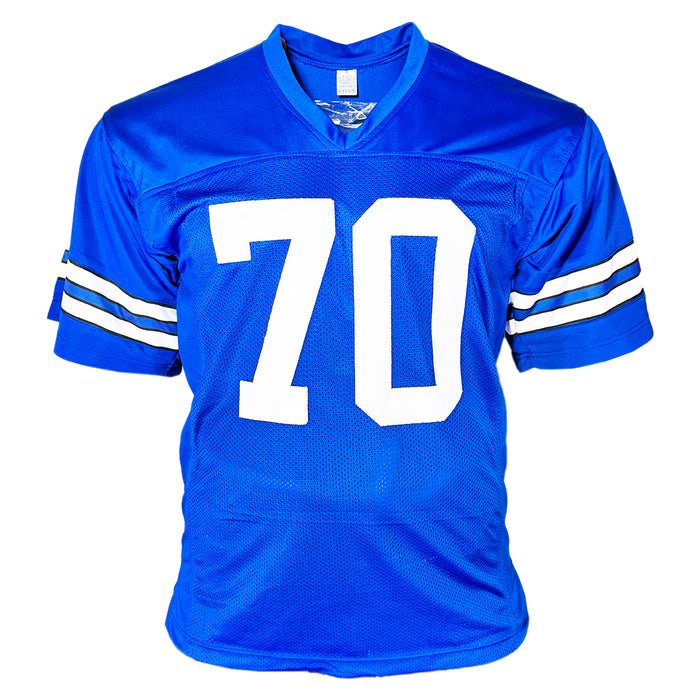 Rayfield Wright Signed HOF 06 inscriptions Dallas Royal Blue Football Jersey (JSA)