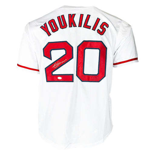 Kevin Youkilis Signed Yooouk Inscription Boston White Baseball Jersey (JSA)