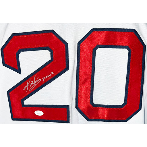 Kevin Youkilis Signed Yooouk Inscription Boston White Baseball Jersey (JSA)