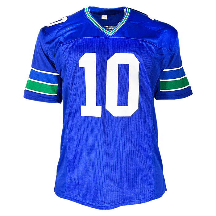 Jim Zorn Signed Prov 22:1 Inscription Seattle Royal Blue Bled Signature Football Jersey (JSA)
