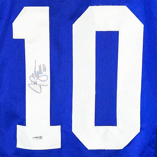 Jim Zorn Signed Prov 22:1 Inscription Seattle Royal Blue Bled Signature Football Jersey (JSA)