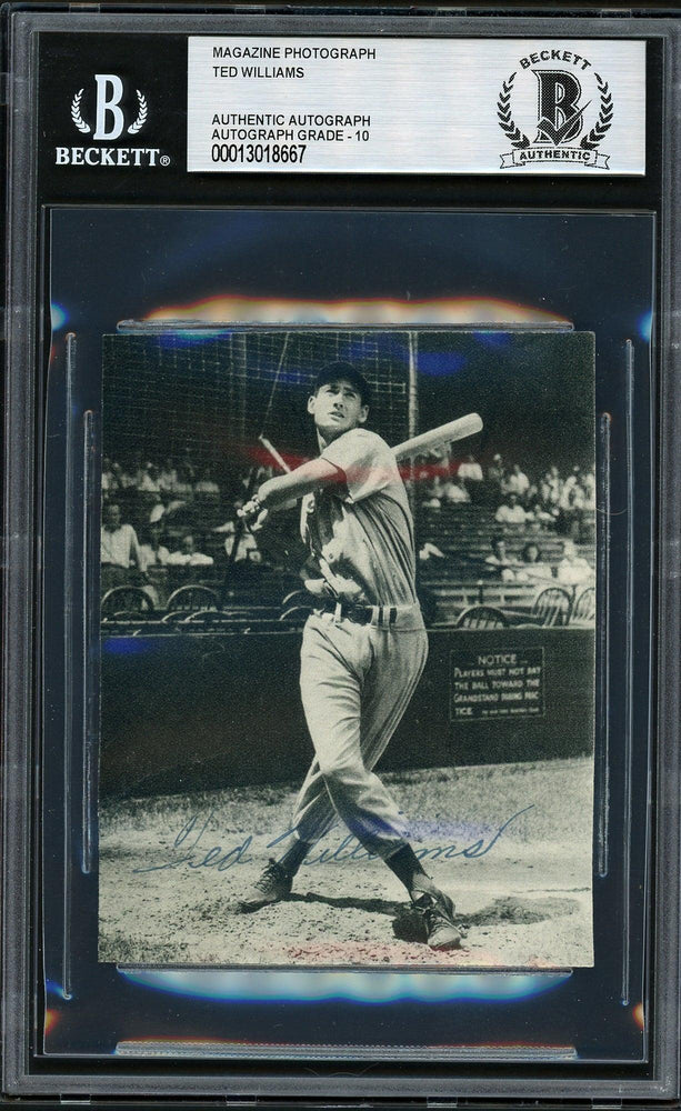 Ted Williams Autographed 3x4 Photo Boston Red Sox Vintage Rookie Era Signature Beckett BAS #13018667 - RSA