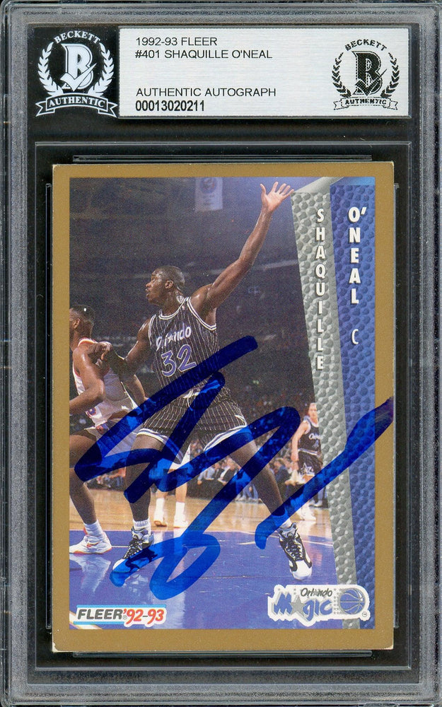 Shaquille Shaq O'Neal Autographed 1992-93 Fleer Rookie Card #401 Orlando Magic Beckett BAS #13020211 - RSA