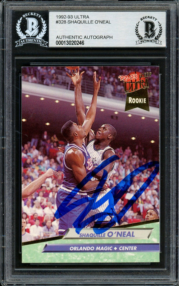 Shaquille Shaq O'Neal Autographed 1992-93 Fleer Ultra Rookie Card #328 Orlando Magic Beckett BAS #13020246 - RSA