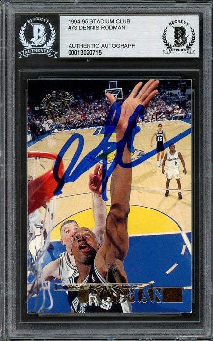 Dennis Rodman Autographed 1994-95 Stadium Club Card #73 San Antonio Spurs Beckett BAS #13020715 - RSA