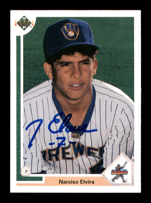 Narciso Elvira Autographed 1991 Upper Deck Rookie Card #13 Milwaukee Brewers SKU #195655 - RSA