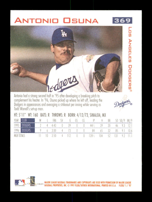 Antonio Osuna Autographed 1997 Fleer Card #369 Los Angeles Dodgers SKU #195729 - RSA