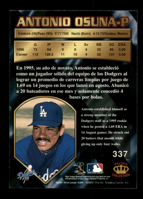Antonio Osuna Autographed 1997 Pacific Card #337 Los Angeles Dodgers SKU #195732 - RSA